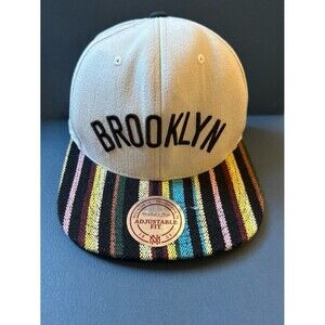 Brooklyn Nets Mitchell & Ness NBA Acrylic Snapback Hat multicolor striped rare